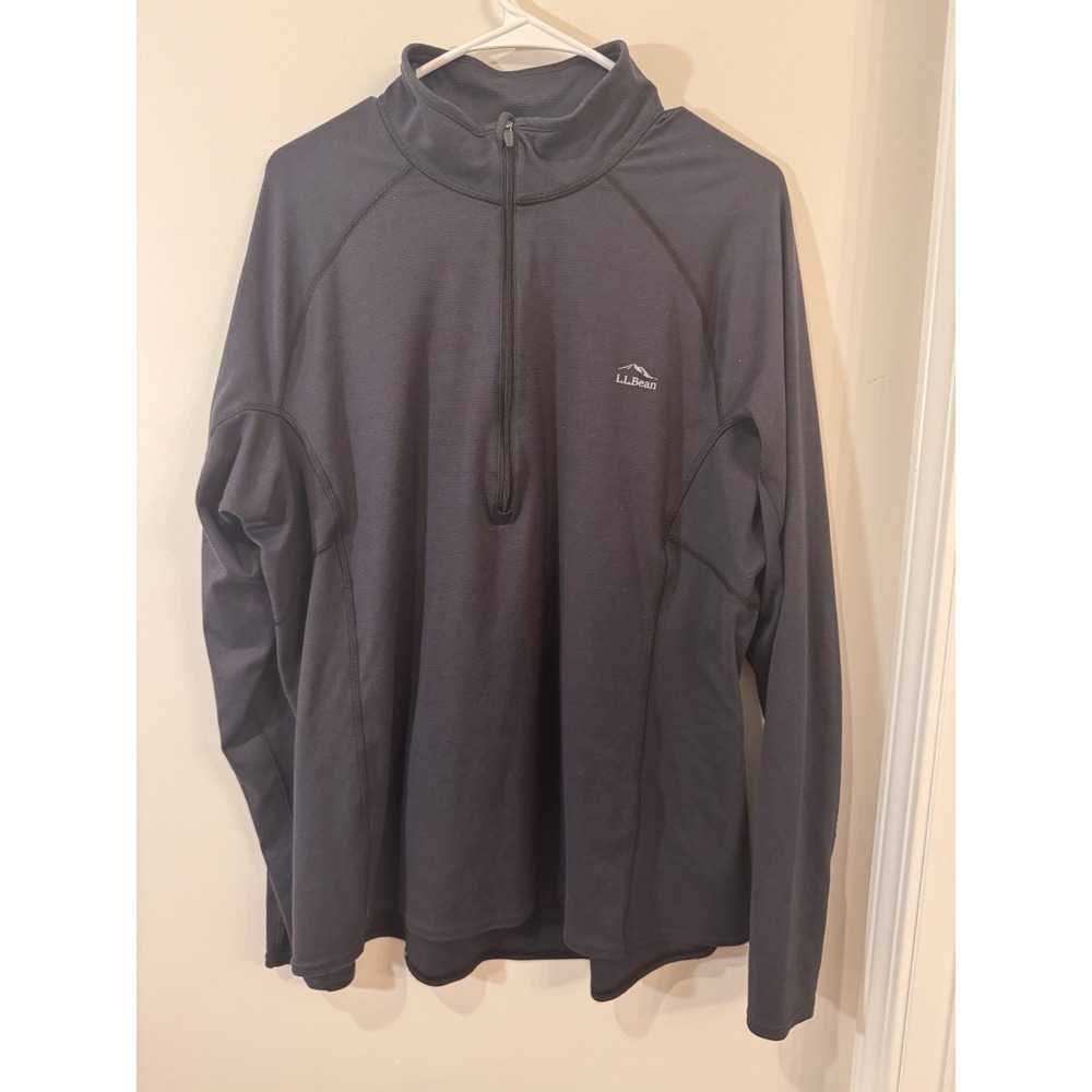 LL Bean Men's Midweight Base Layer 1/4 Zip Shirt‎ Size XL REG Black 504943